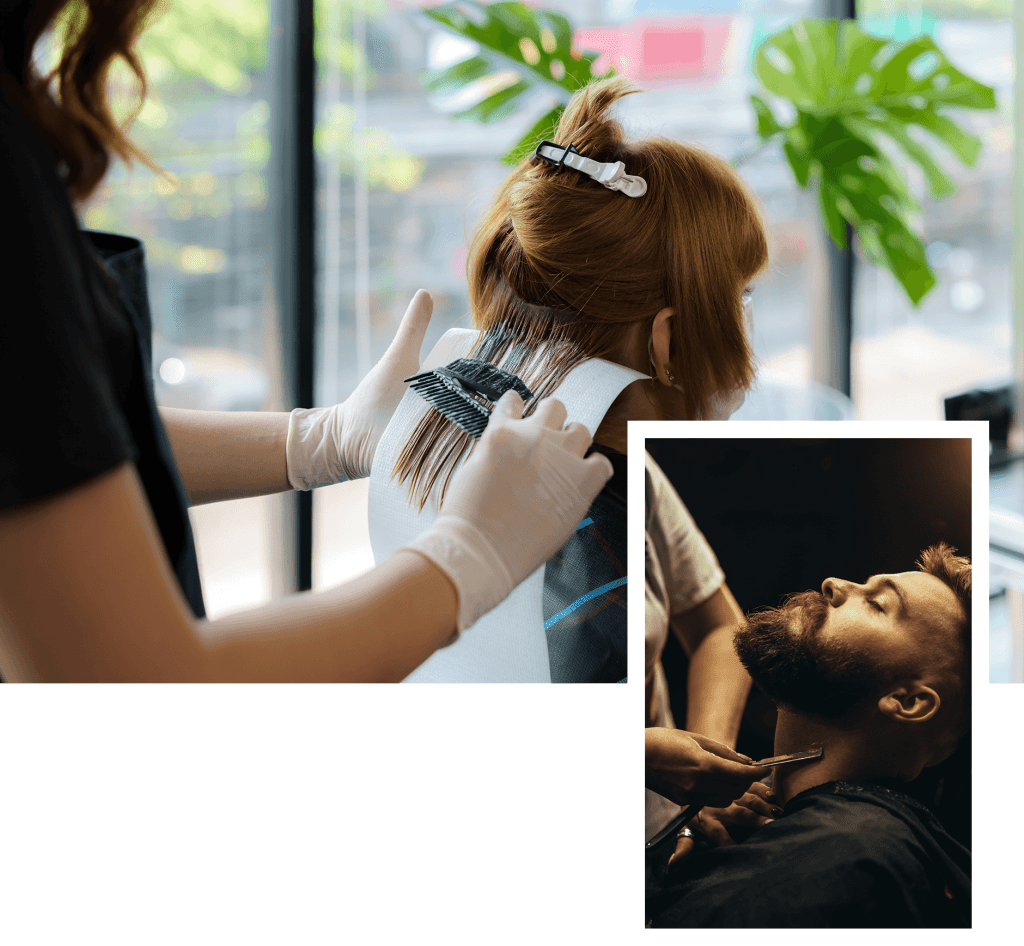 A woman getting a haircut at The Hair & Barber Room